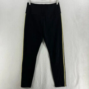 Ruby Ribbon Leggings Women's Sz L Black Striped Skinny High-Rise Elastic Waist